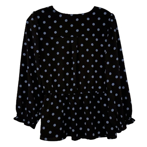 O L M Ruffled Blouse with Puff Sleeves and Tie Front Size Medium - Picture 2 of 4